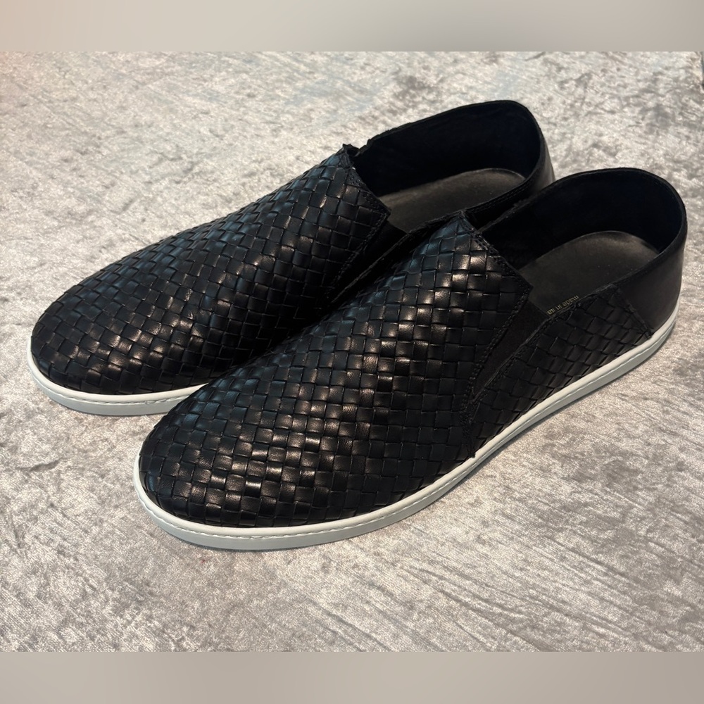 Stefano Gamba Size 12-12.5 Men's Black Woven Preppy Slip-On Shoes